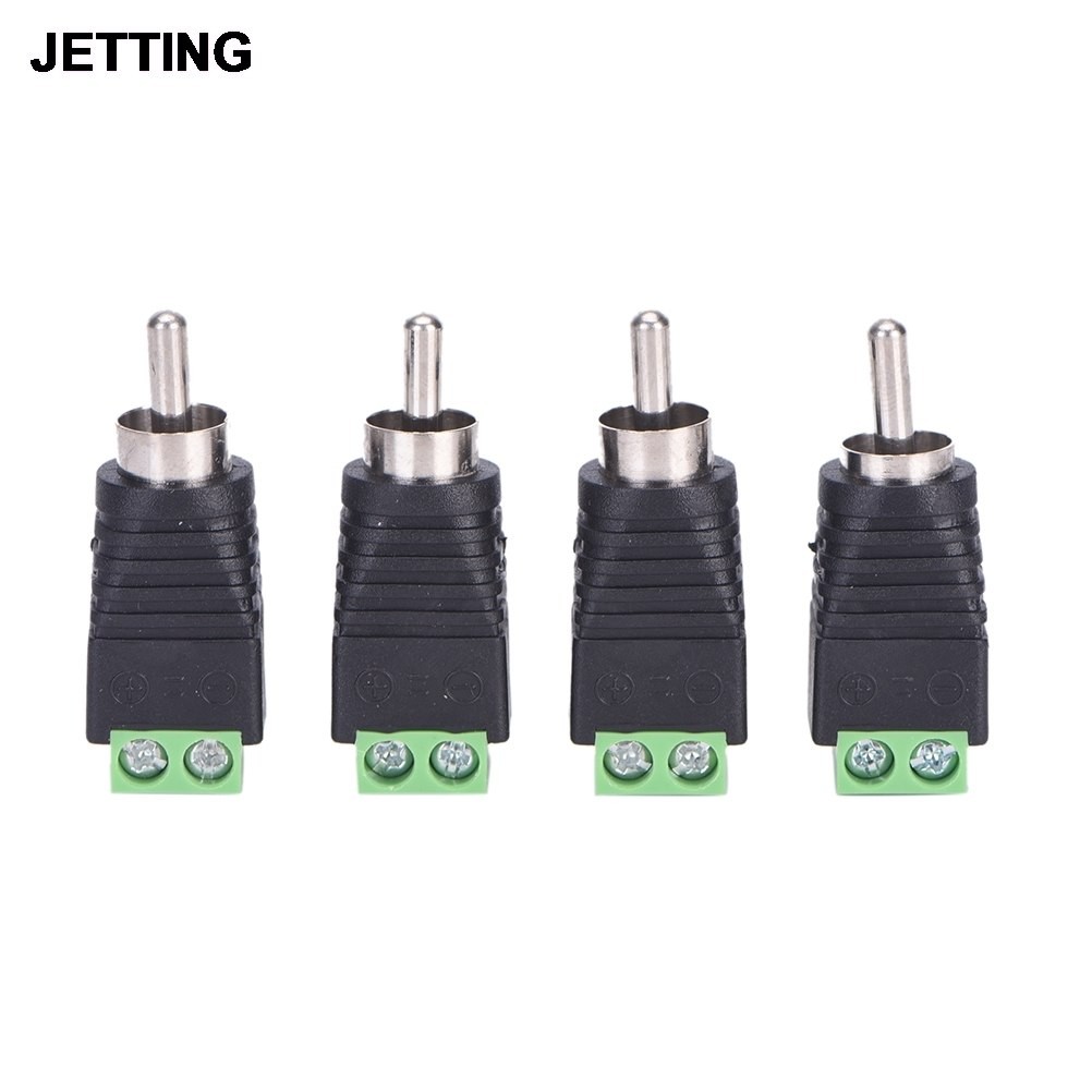 4pcs CCTV Phono RCA Male Plug to AV Terminal Connector Video AV Speaker Cable Wire to Audio Male RCA Connector Adapter