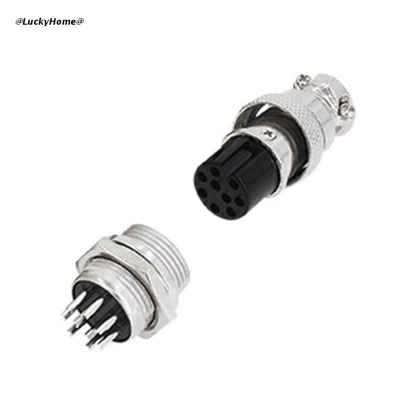 1 set GX16-2 2/3/4/5/6/7/8/9 pin metal male female thread plate connector 16mm