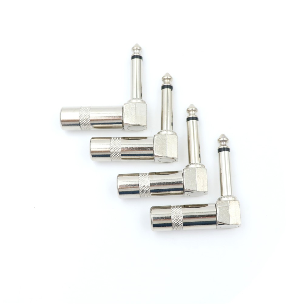 4pcs 1/4 inch 6.35mm L-shaped jack right angle male mono plug connector for guitar audio