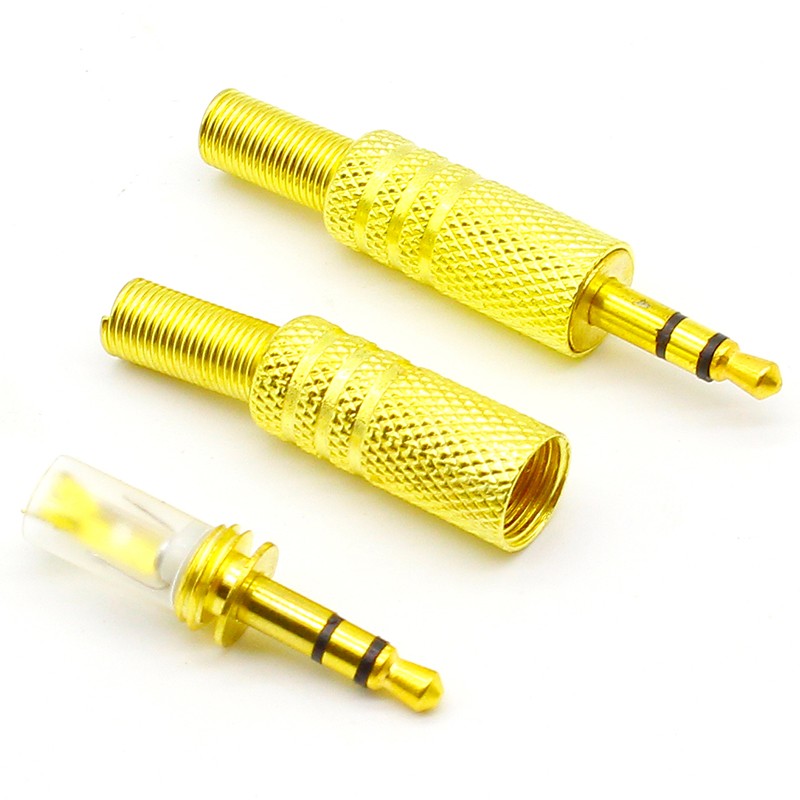 10pcs/lot Gold Plated 3.5mm Plug RCA Audio Connector RCA Audio Plug 3.5 Jack Stereo Headphone Double Track Headphone