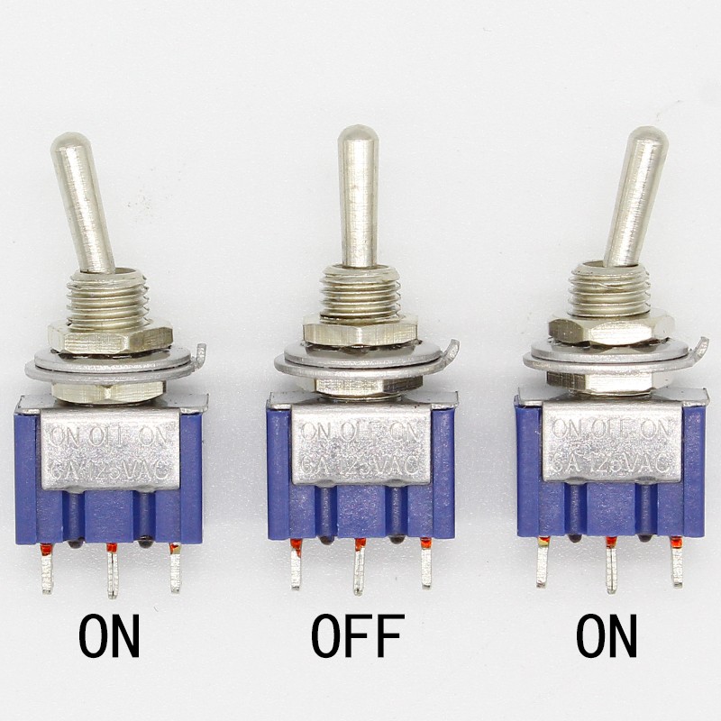 10pcs ON-OFF-ON 3 Pin 3 Latching Position Miniature Toggle Switch AC 125V/6A 250V/3A