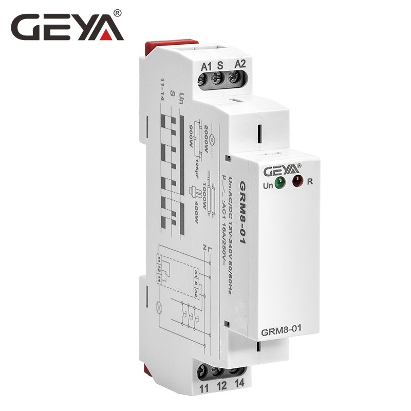 Free Shipping GEYA GRM8 Din Rail Electronic Latching Relay Memory Boost Relay SPDT 16A Step Relay AC230V or AC/DC12-240V