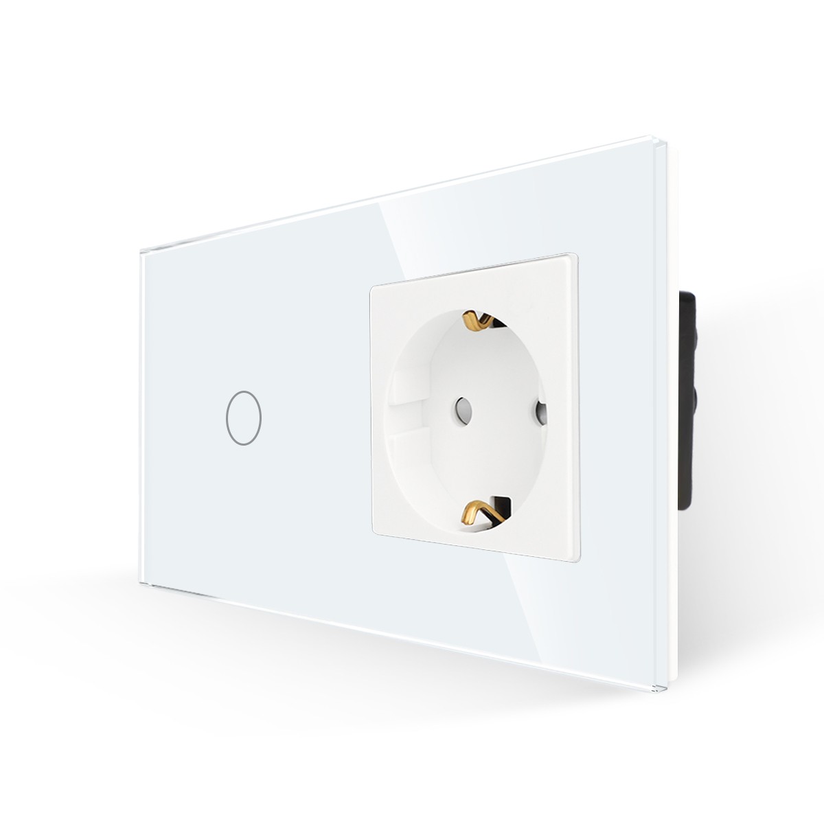 Bingoelec EU Standard Light switch 1Gang 1Way Touch Switch With 16A Germany Wall Socket Crystal Glass Panel sockets and switches