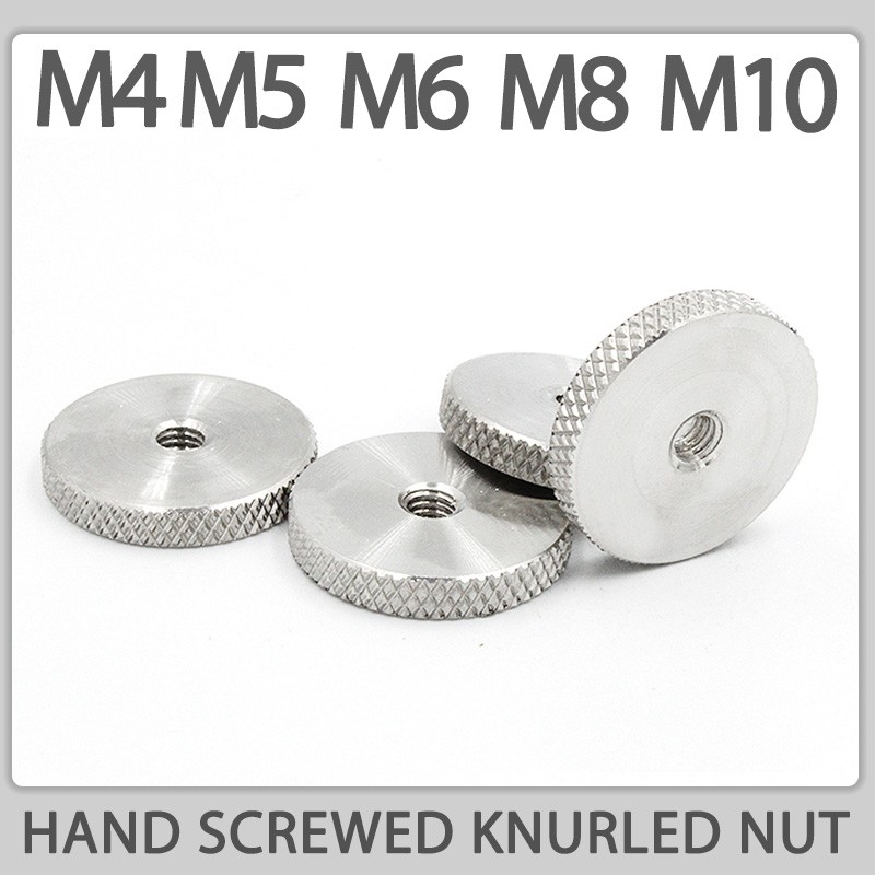 M4 M5 M6 M8 M10 M12 304 stainless steel knurled thumb nuts flat head hand knurled round screw nut hardware fasteners