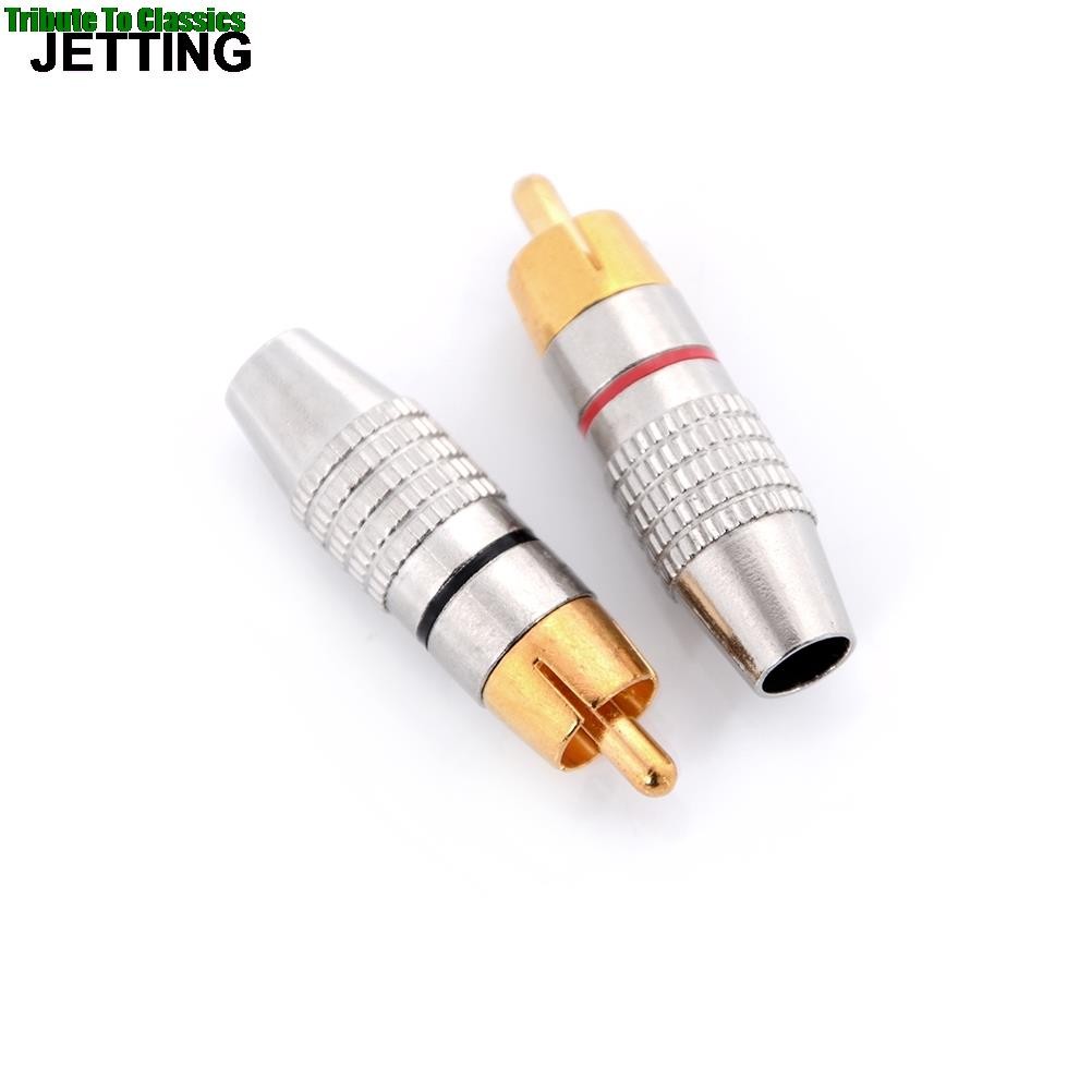 2pcs/set Gold RCA Plug Solder Audio Video Converter Connector Male to Male Adapter