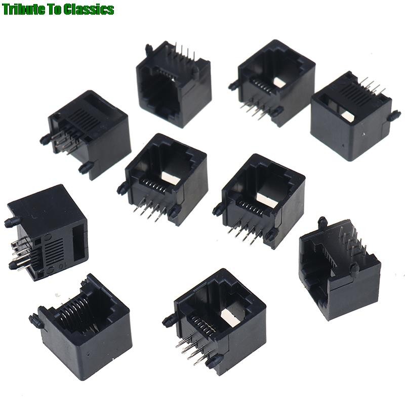 10pcs/lot RJ45 8P8C Computer Network Internet PCB Jack Socket Black and Gray