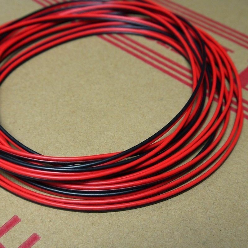 16 18 20 22 24 26 AWG 2 Pins Copper Wire DIY LED Lamp Connector Red and Black Flat Ribbon Cable 300V 80C