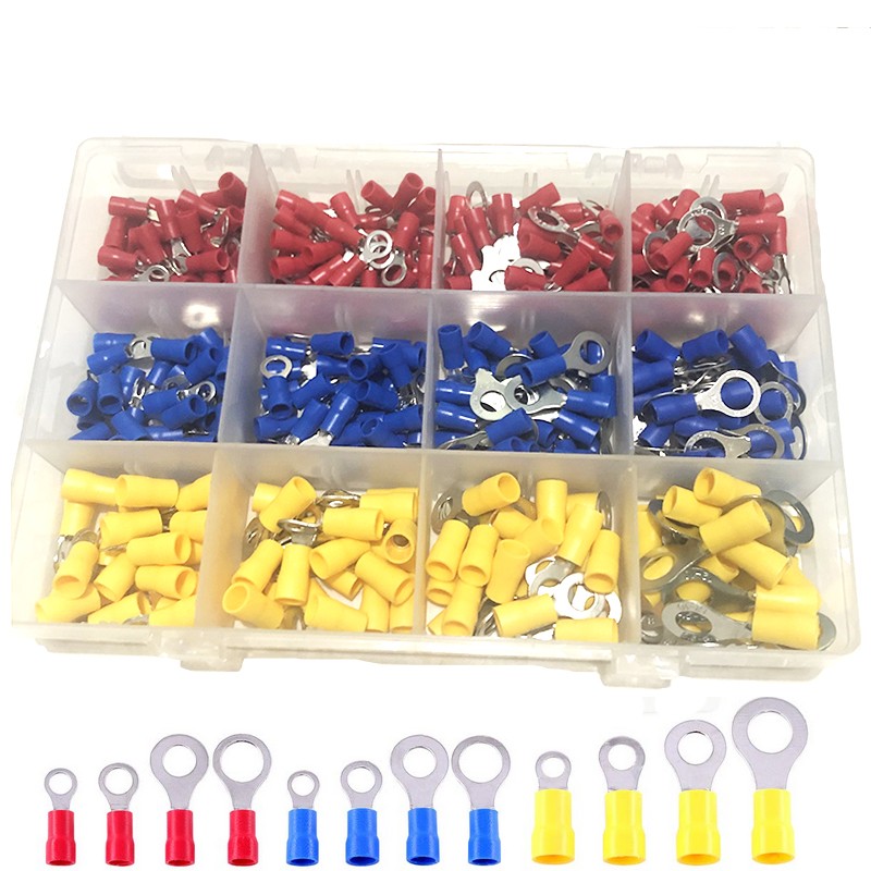 360/320/125pcs 22-16/16-14/12-10 AWG Mixed Quick Cut Electrical Insulated M4/5/6/8 Ring Terminals Crimp Terminal Connectors Kit