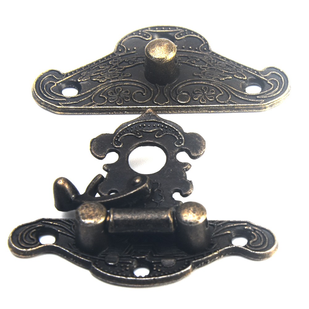 With screws retro home hardware antique small for furniture accessories easy to install zinc alloy jewelry box hasp