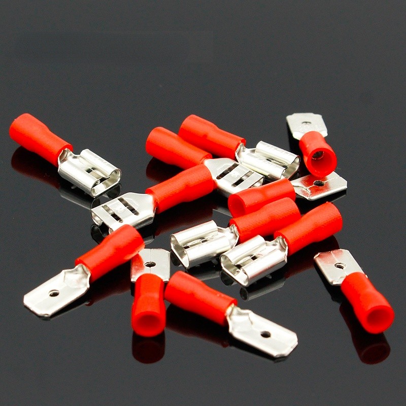 200pcs 6.3mm Female Male Spade Insulated Electrical Crimp Terminal Connectors Cable Terminals H1E1