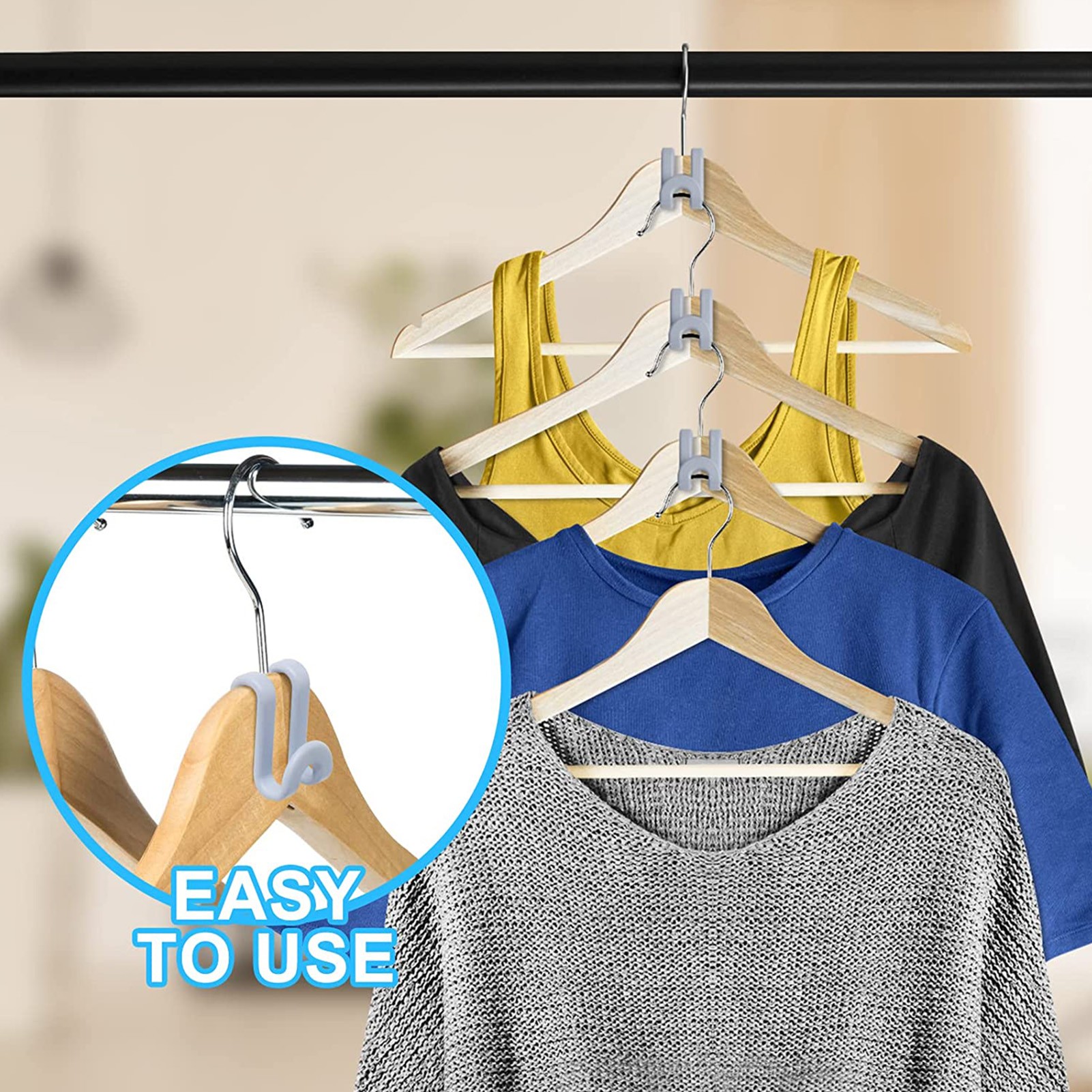 Clothes Hanger Connector Hook Clothes Hanger Clips Extender Space Saving Hook Convenient Tool Closet Organizer Heavy Duty