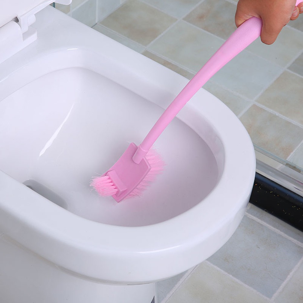 Portable Plastic Toilet Brush Bending Long Handle Bathroom Toilet Bowl Scrub Double Sided Cleaning Brush Bathroom Accessories