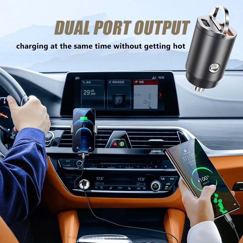 QC 4.0 3.0 Quick Charge Mini USB Fast Charging Type C PD Charger Adapter 30W PD+QC/PD+PD Car Charger for iPhone 12 Huawei Xiaomi