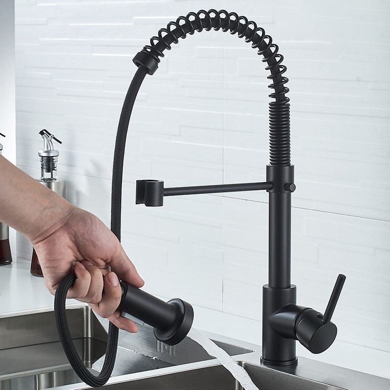 Black Touch Spring Kitchen Mixer Faucets Quality Brass Hot Cold Pull Kitchen Mixer Taps Smart Sensor Touch Kitchen Faucet