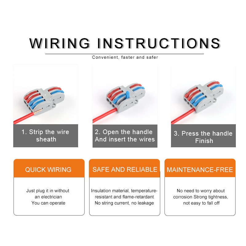 SPL Fast Wire Splitter 42/62/82/84 Wire Interconnect Connector Compact Push-In Connector Terminal Block With Operating Lever