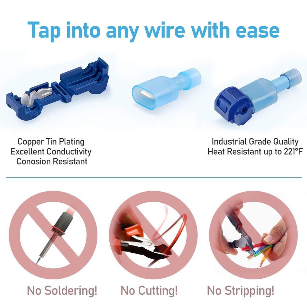 T-Tap Quick Electrical Cable Connectors, Waterproof Electrical Cable Terminals, Snap Lock, Crimp Connector