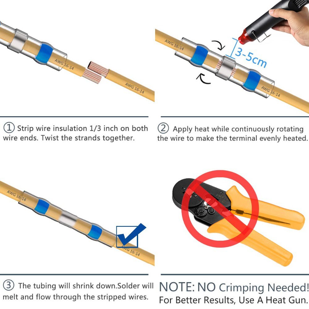 300W Electric Handheld Heat Gun Hot Air Gun with 50-300pcs Heat Shrink Terminals for DIY Craft Embossing Shrink Wrap PVC