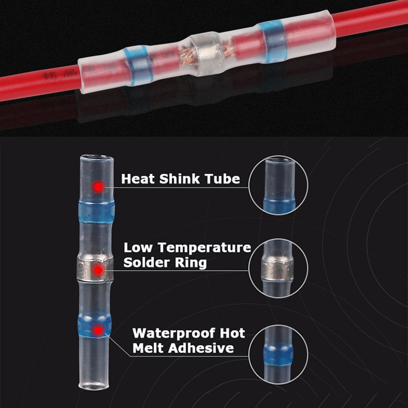 Heat Shrink Connector Wire 10/20/30pcs SST21 Waterproof Sleeve AWG22-18 Butt Electrical Connector Tinned Welding Sealed