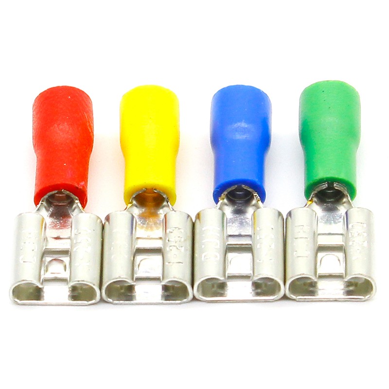 FDD1-250 Female Insulated Electrical Crimp Terminal for 22-16 AWG Connectors Wire Cable Connector 100pcs/pack FDD FDD1.25-250