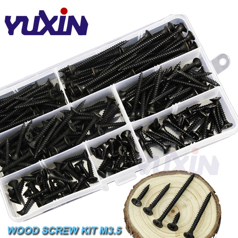 230pcs wood screw set cross recessed fiberboard screw zinc plated self tapping screw countersunk flat head flat board