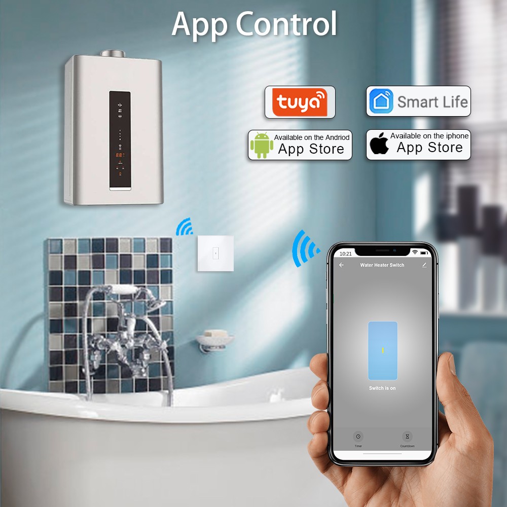 EU WiFi Boiler Water Heater Switch 4400W Tuya Smart Life App Remote Control On Off Timer Voice Control Google Home Alexa Echo