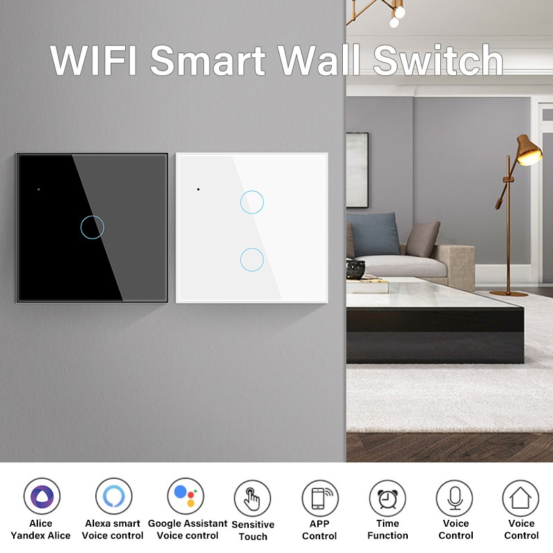 AUBESS WiFi Smart Light Touch Switch RF433 Smart Life / Tuya App Control, Works with Alexa Google Home Voice Control EU US