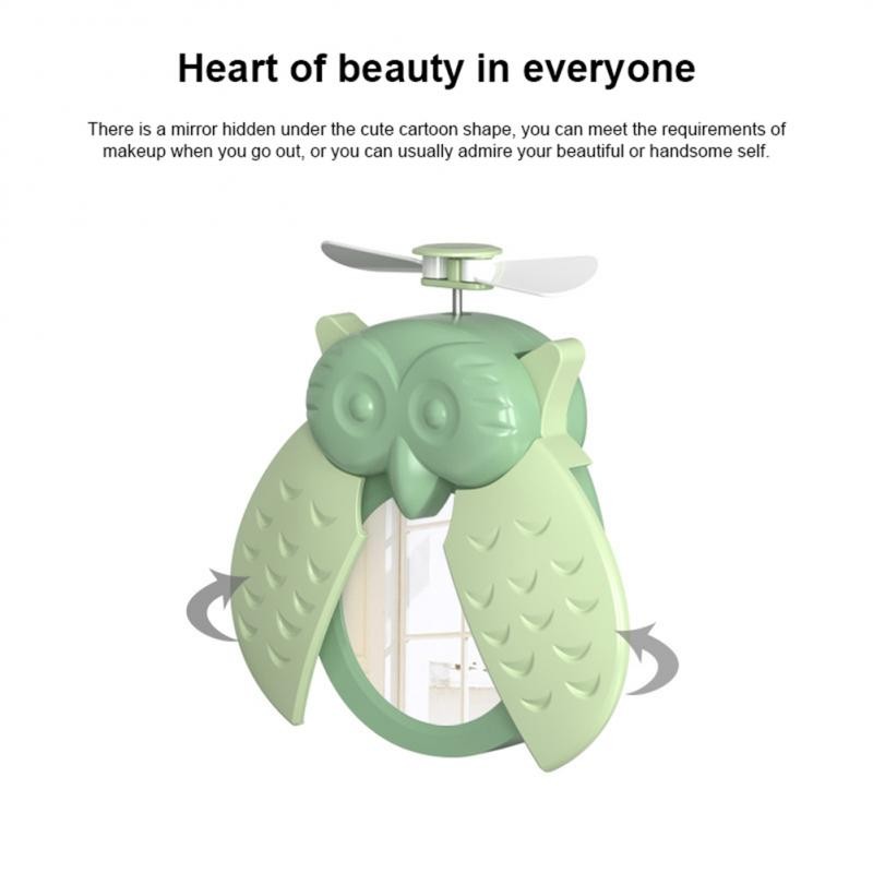 Summer Owl Model Hand Fan Fan Cartoon Handheld USB Rechargeable Desktop Fans 3 Mode Multifunctional Fan Cooler Outdoor Desk