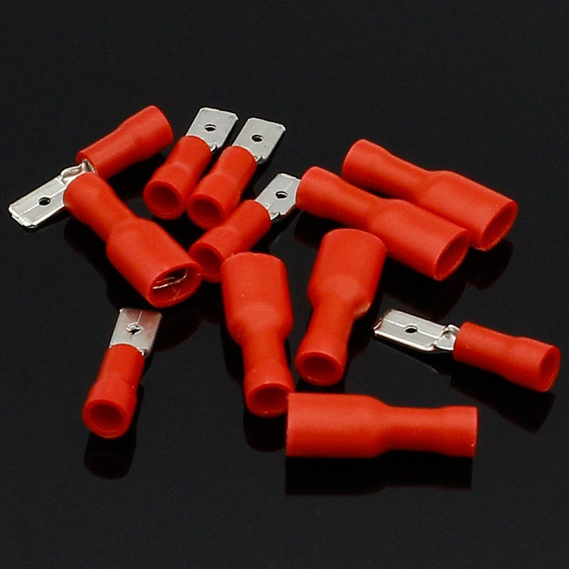 4.8mm Red Female Male Electrical And Wire Connector Insulated Crimp Terminal Spade