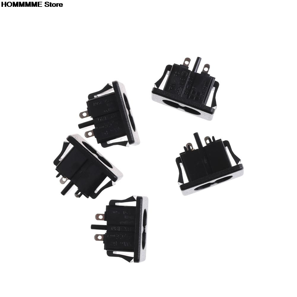 5pcs AC250V 2.5A IEC320 C8 Male 2 Pins Power Inlet Socket Panel Embedded New