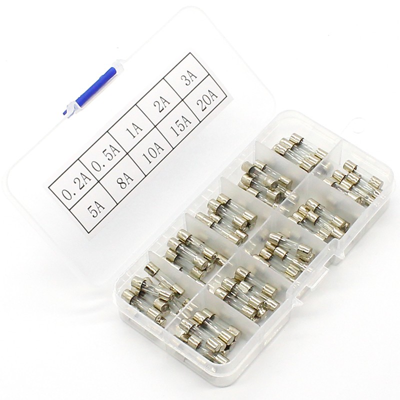 Strengthen! 100pcs set 5x20mm quick blow glass tube fuse kits assorted, quick blow glass fuse