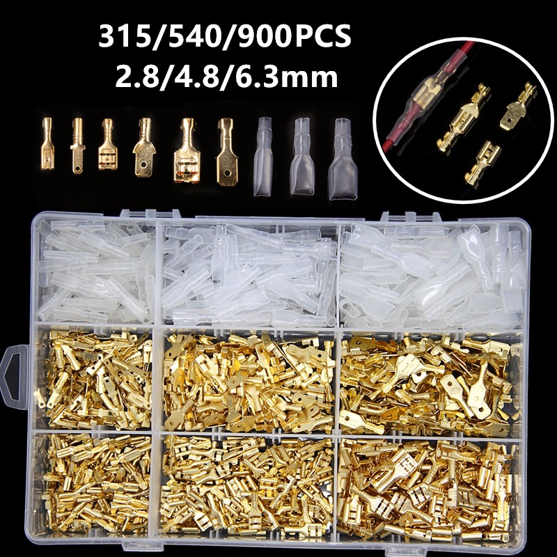 270/315/450/900pcs 2.8/4.8/6.3mm Crimp Terminals Insulated Seal Electrical Wire Connectors Crimp Terminal Connector Assortment