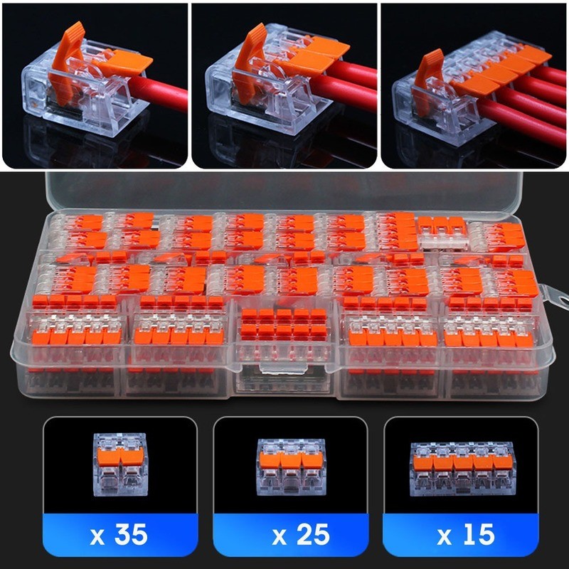 75pcs L 221 Electrical Connectors Wire Block Clamp Cable Terminal Reusable Mini Quick Home Connector Wire Terminal