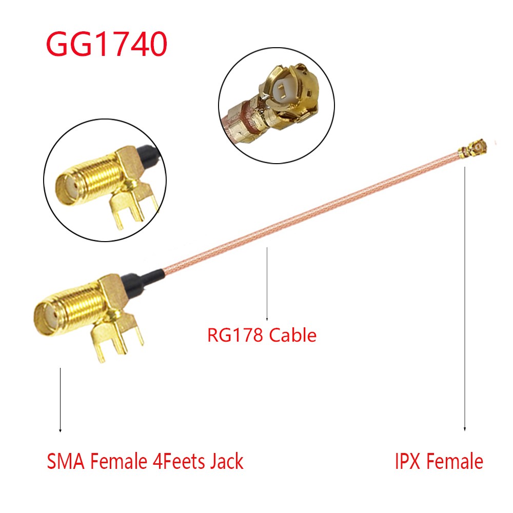 100pcs SMA Flat Female to u.FL/IPX/IPEX1/IPEX4 MHF4 Female Jack Pigtail RG178 Coaxial Cable 3G Antenna Extension Wire Cord