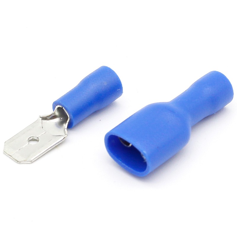 FDFD2-250*50 MDD2-250*50 16-14AWG BLUE Insulated Spade Crimp Wire Cable Connector Terminal Male/Female Kit 100PCS 50pair