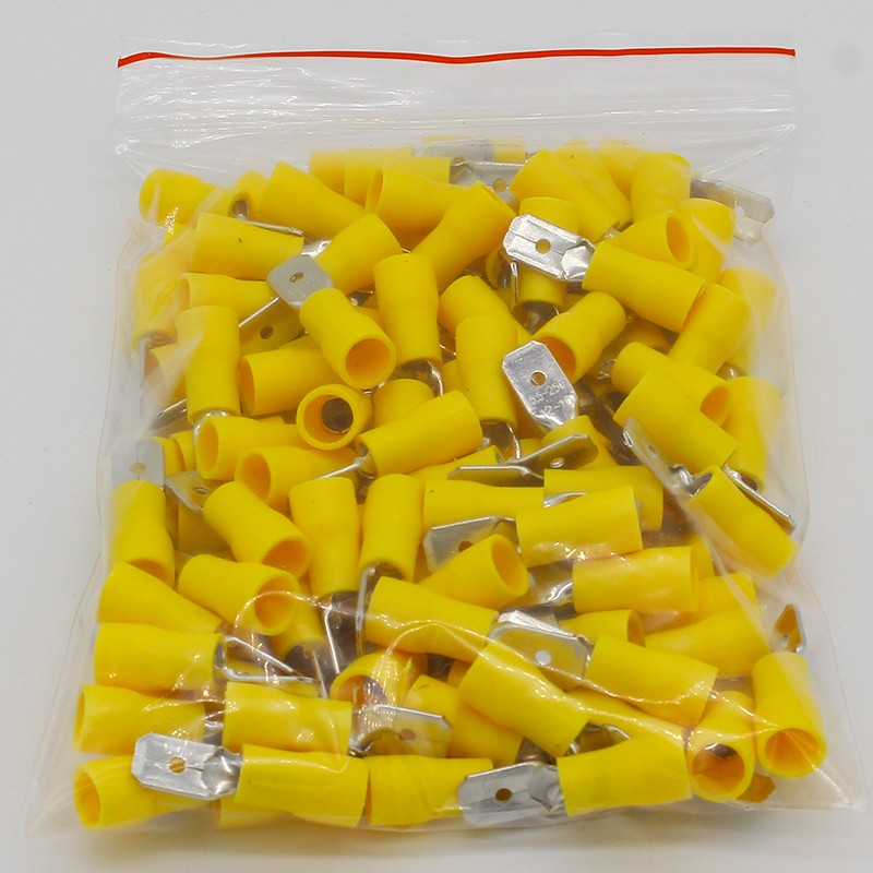 MDD5-250 MDD5.5-250 Male Insulated Spade 100pcs/pack Quick Connector Terminals Crimp Terminal AWG MDD