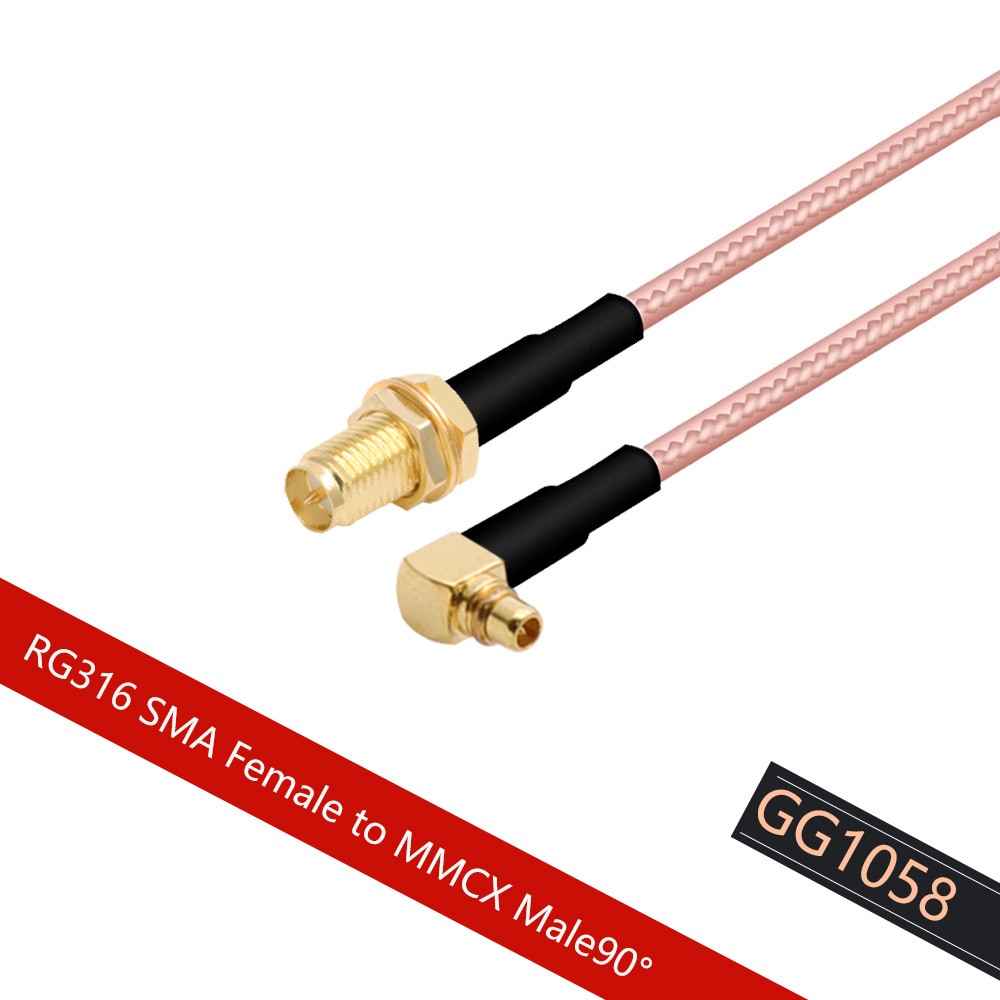 RG316 Coaxial Cable RF Cable RP SMA Female Switch to MMCX Male Right Angle Pigtail Cable 15cm 6" Wholesale Fast Ship