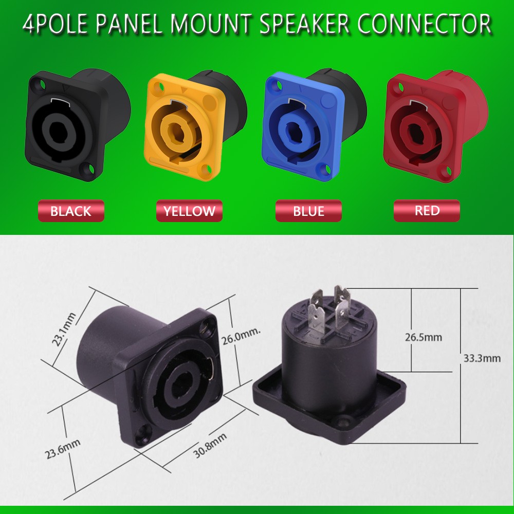 10pcs/lot 4 Pin Speaker Power Connector Female Jack Panel Mount 4 Pole 4 Core Chassis Socket Amplifier Speaker Chassis