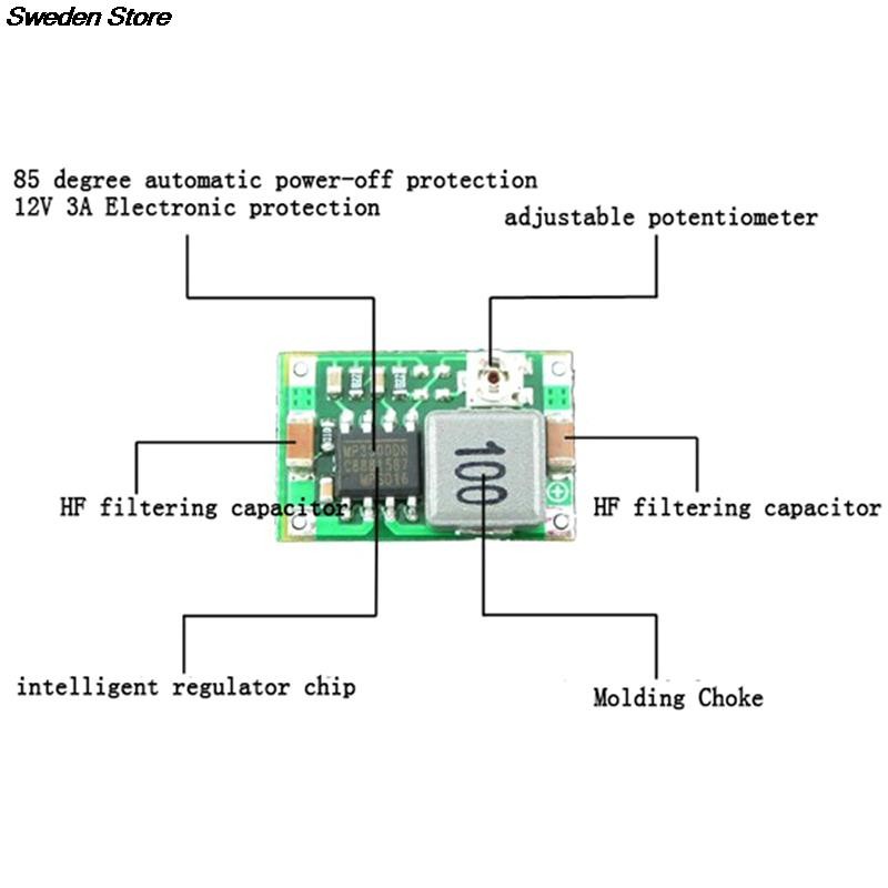 1pc 3A Mini DC-DC Voltage Step Down Converter Volt Regulator 5V-23V to 3.3V 6V 9V 12V