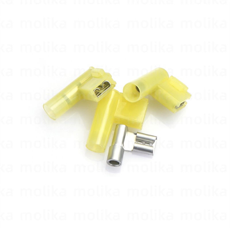 30/50/100PCS Nylon Flag Female Terminal Insulated 6.3mm Female Flag Spade Wire Connector Quick Crimp Wire Connector Terminal