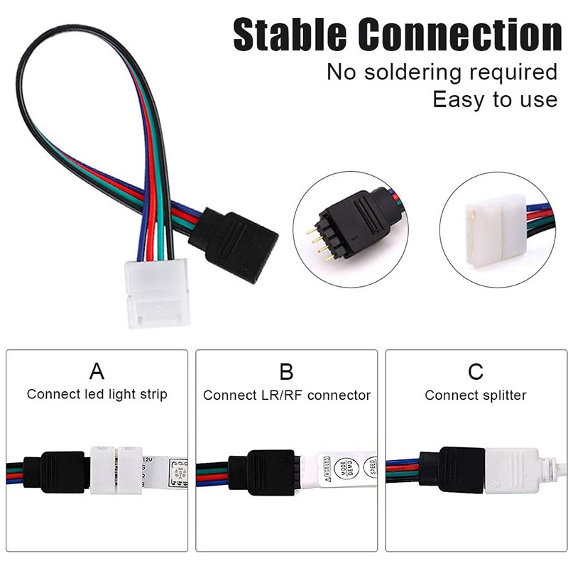 4 Pin Connector 10mm Splice Terminal L T I Shape RGB LED Strip Light Board Adapter Accessories Kit for 5050 Jumper Wire Connector