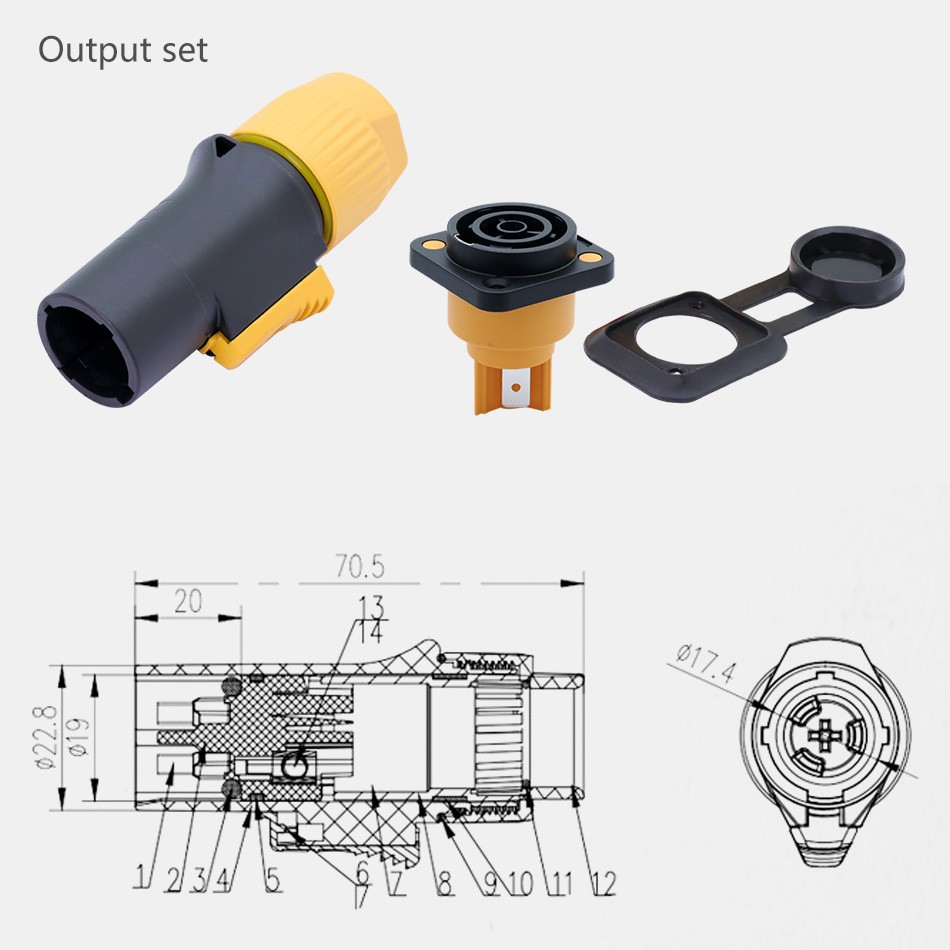 10pcs Waterproof Lock PowerCon Chassis Connectors NAC3MPX or NAC3MX-W NAC3FPX + Powercon True Connector NAC3FX-W