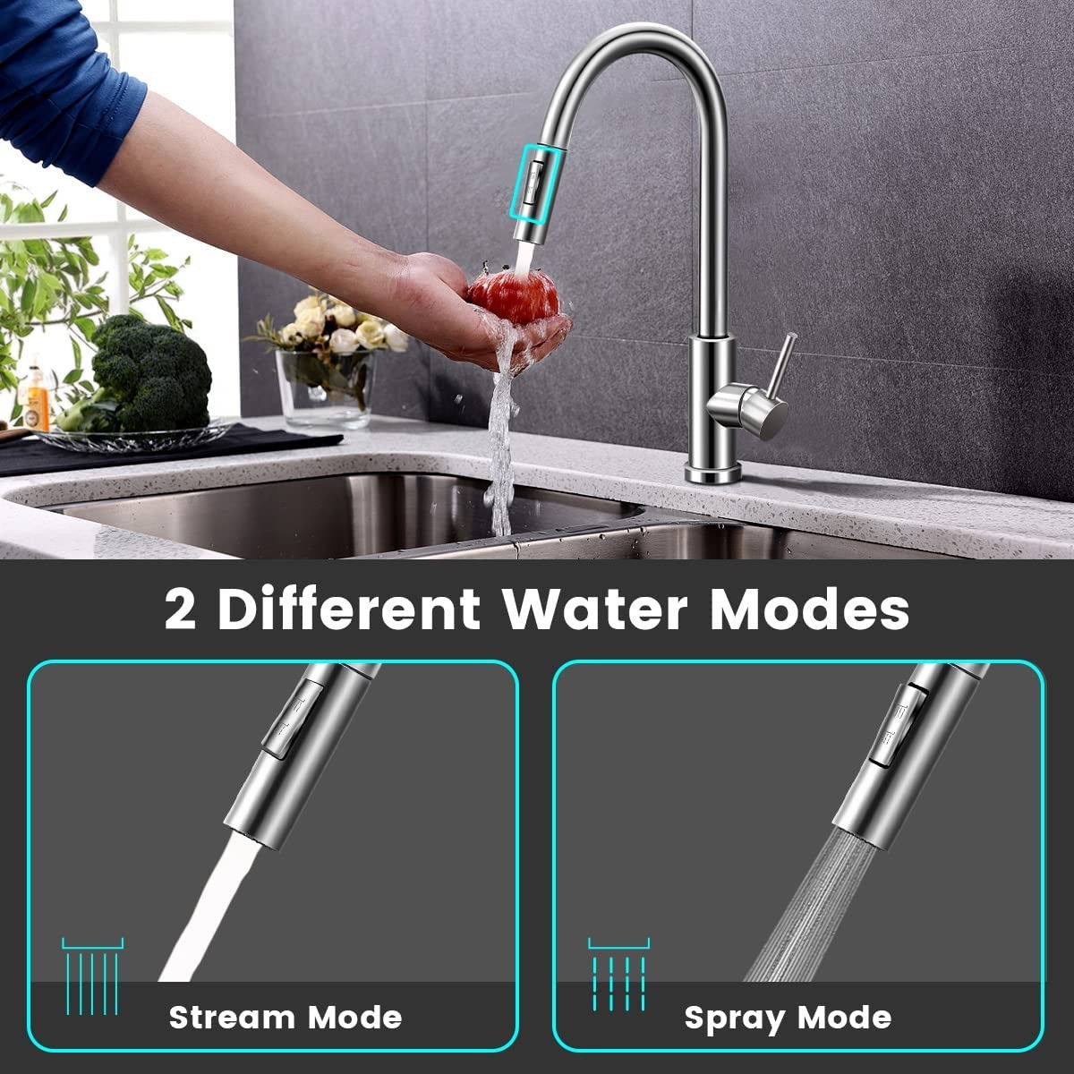 Brushed Nickel Touch Kitchen Faucets With Pull Down Sprayer Automatic Sensor Kitchen Mixer Tap Hot Cold Pull Out Touch Faucet