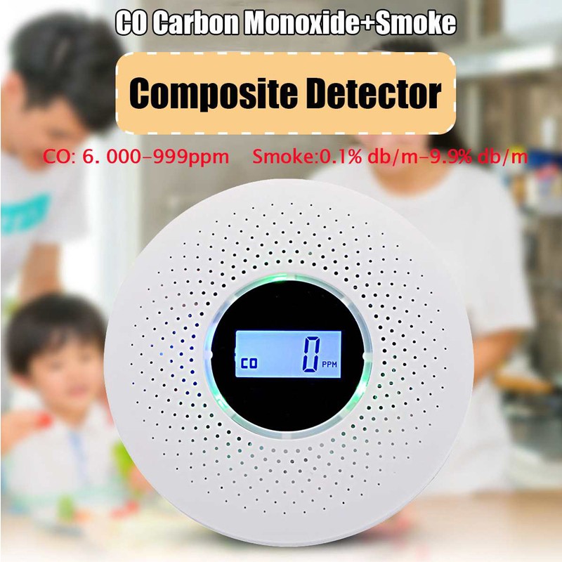 Newest 2 in 1 LED Digital Gas Smoke Alarm Co-Carbon Carbon Monoxide Detector Voice Warning Sensor Home Security High Sensitivity Protection