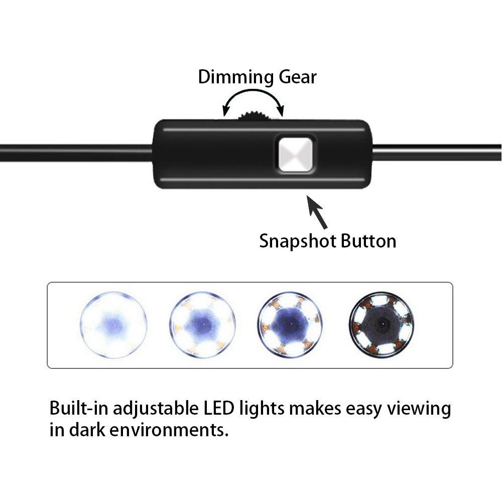 Endoscope Camera 7mm/5.5mm 3 in 1 USB IP67 Waterproof 6 LEDs Borescope Inspection for Windows Macbook PC Android 2/1.5/1M Type-C