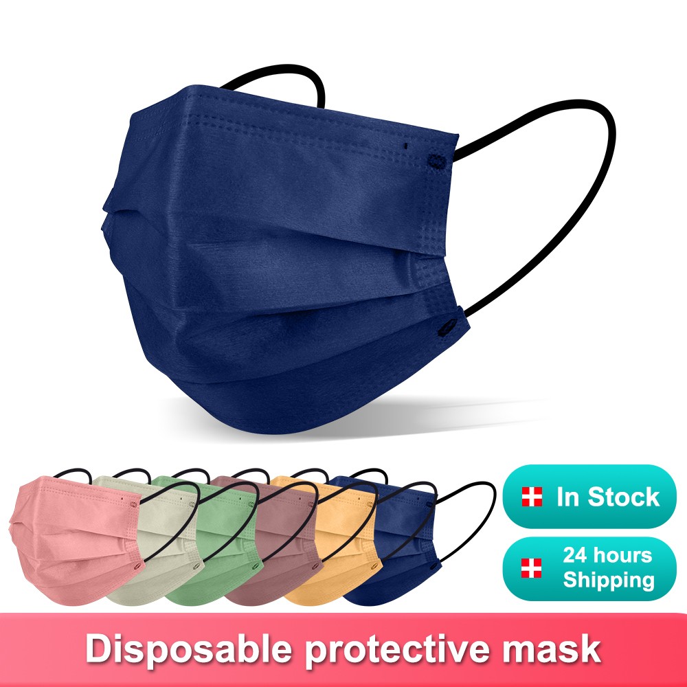 10/100pcs Morandi Masks Colorful New Design Printing Adult Mask 3-layer Non-woven Disposable Mouth Protection Maske Maske Cosplay