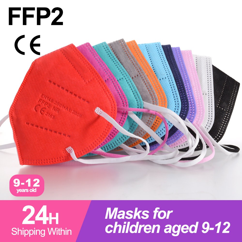 10-50pcs KN95 Mask N95MASK ffp2mask 9-12 years for children ffp2 mascarillas fpp2 niños homologadas negras masques organization ffpp2