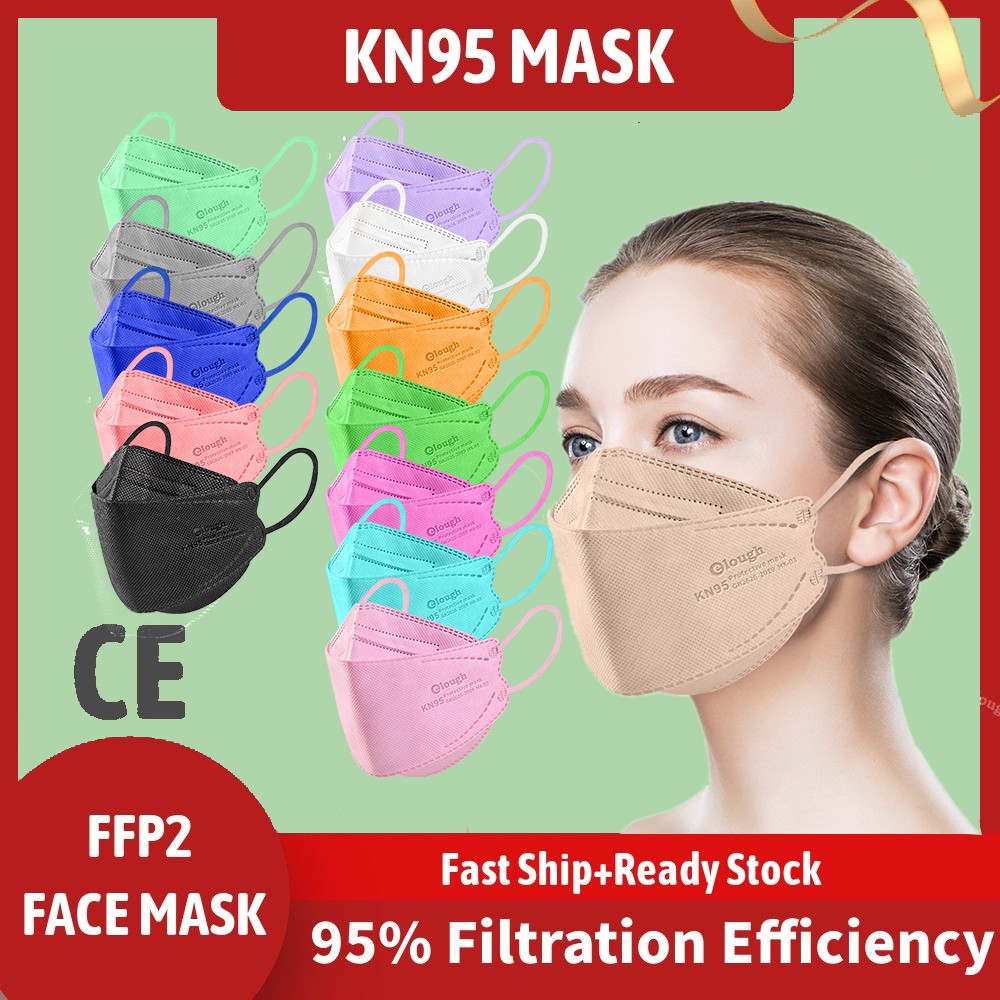 Elough mascherine FFP2 Mascarillas FPP2 قناع السمك التنفس KN95 قناع الوجه قابلة لإعادة الاستخدام ffpp2 الكبار ffp2قناع المتاح ce KN 95