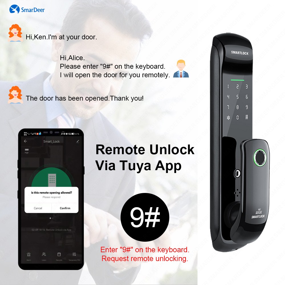 Tuya Lock Smart Smart Door Lock With Biometric Fingerprint Wifi Lock With Fingerprint/Password/RFID Card/Key/APP Unlock