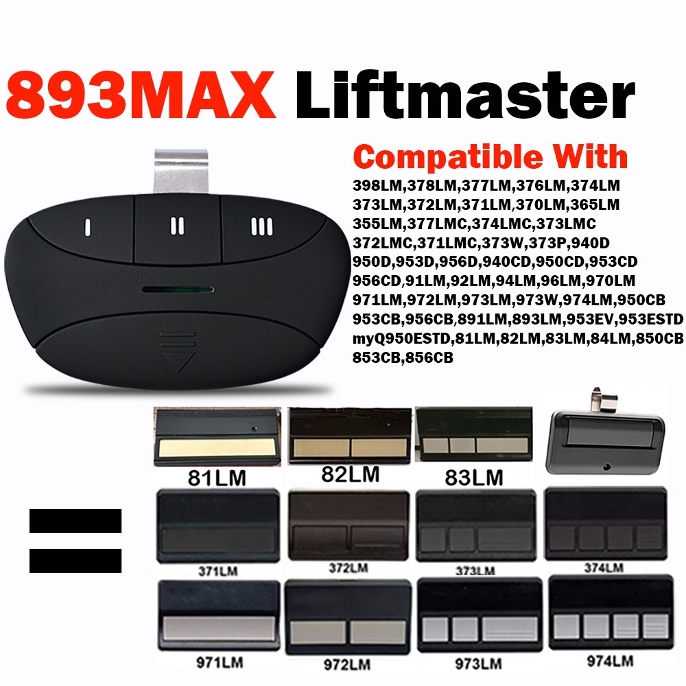 Newest 893MAX Liftmaster Remote Control Garage Door Opener for 371LM 372LM 373LM 971LM 937LM 81LM 83LM 891LM 893LM 953EV 953ESTD