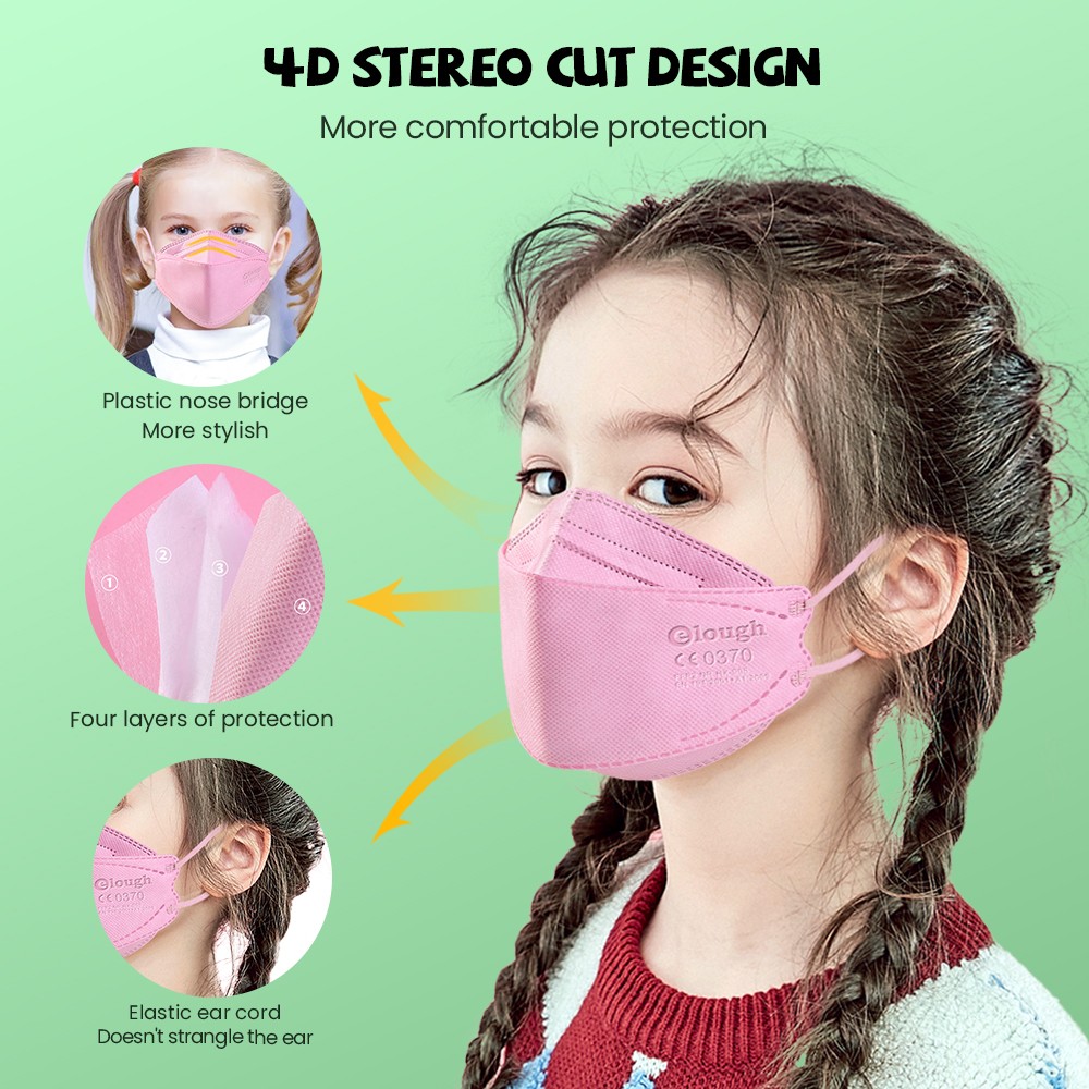 Elough KN95 Mascarillas Niños FFP 2 Fish Babies FPP2 Masks Resuable Mascarilla FFP2 Infantil Homologada 4 Layers FFP2Mask Kids